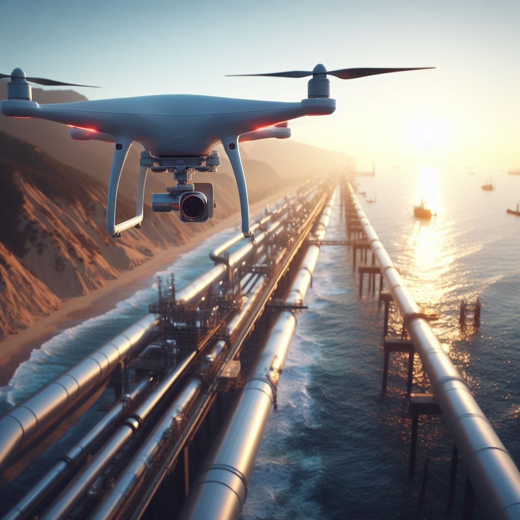 A drone approaches a gas pipeline in Europe