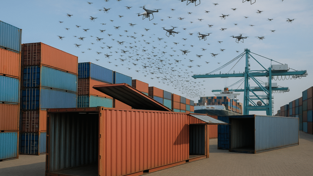 Drone Swarms and Subterfuge Port and Shipping container